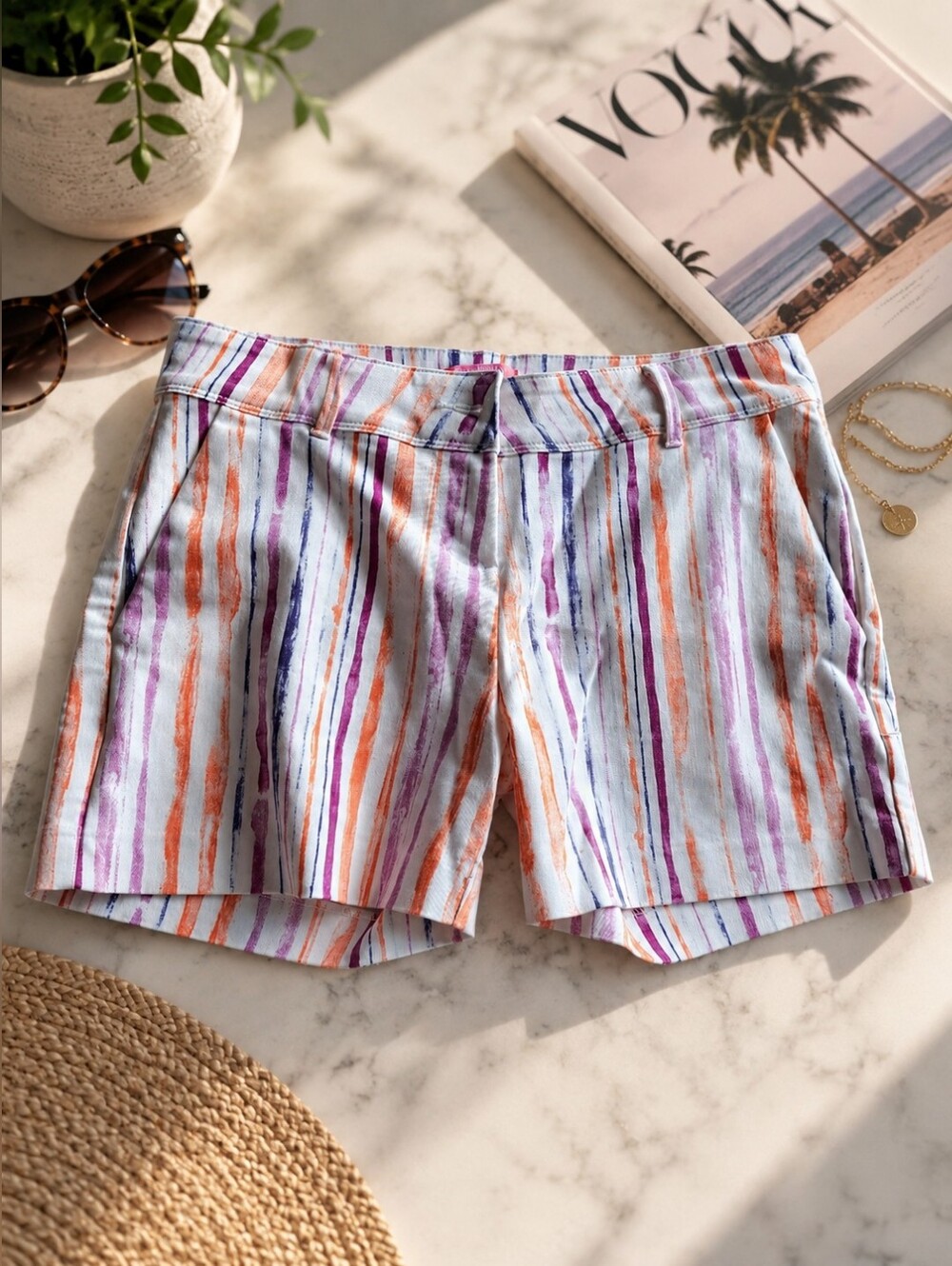 Isaac Mizrahi Striped Shorts Size 4 Chic Summer EUC